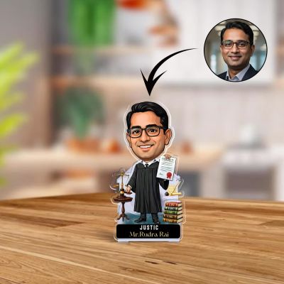 Personalized Lawyer & Judge Bobblehead Caricature Custom Acrylic Desktop Décor for Judge & Law Graduates  Unique Office Gift for Legal Professionals Battery Powered Moving Head